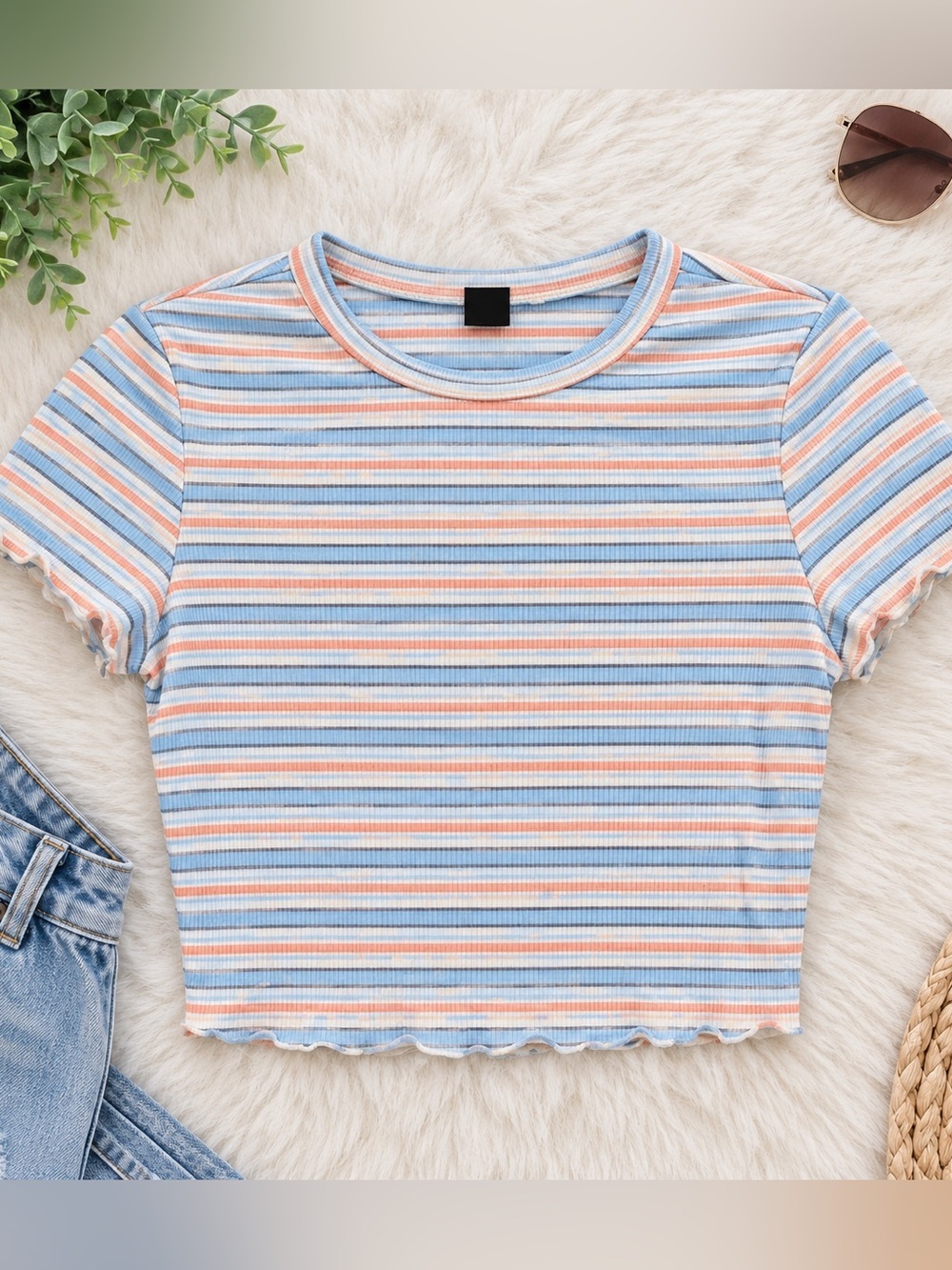 SHEIN Pastel Striped Crop Top 5